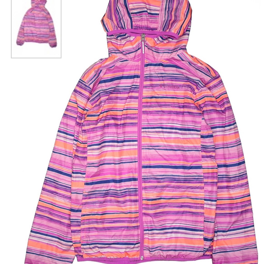 Bright Columbia Girl’s Light Rain Jacket 6/6x